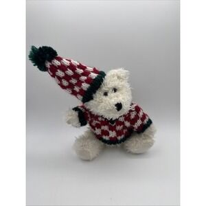 Hugfun White Curly Plush Teddy Bear 9" Jointed Sweater Hat Soft Stuffed Costco